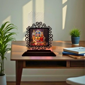 Car Desk/Table Top Lord Rama and Sita and Lakshmana Wooden Showpiece 3x4 Inches, Compact & Stylish Spiritual Display for Car, Home & Office (Pack of 1) (F20006)