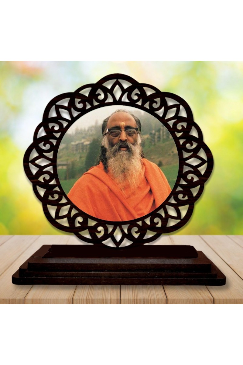 Car Desk/Table Top CHINMAYANANDA Saraswati Wooden Showpiece 3x4 Inches, Compact & Stylish Spiritual Display for Car, Home & Office (Pack of 1) (F19627)