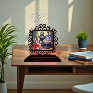 Car Desk/Table Top Lord Shiva and Hanuman Wooden Showpiece 3x4 Inches, Compact & Stylish Spiritual Display for Car, Home & Office (Pack of 1) (F19858)