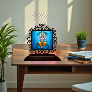 Car Desk/Table Top Lord Vishnu Wooden Showpiece 3x4 Inches, Compact & Stylish Spiritual Display for Car, Home & Office (Pack of 1) (F19885)