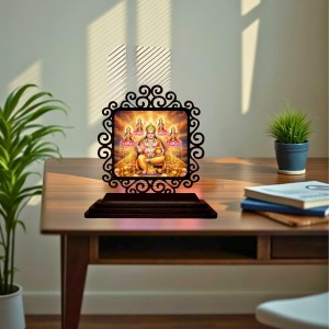 Car Desk/Table Top Lord Kubera and Lakshmi Wooden Showpiece 3x4 Inches, Compact & Stylish Spiritual Display for Car, Home & Office (Pack of 1) (F19837) Car Desk/Table Top Lord Kubera and Lakshmi Wooden Showpiece 3x4 Inches, Compact & Stylish Spiritual Display for Car, Home & Office (Pack of 1) (F19837)