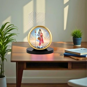 Car Desk/Table Top Arthanareeshwar Metal Golden Photo Stand 2x2 Inches, Compact & Stylish Spiritual Display for Car, Home & Office (Pack of 1) (F18594)
