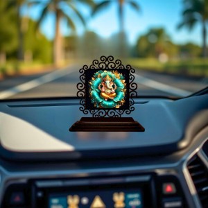 Car Desk/Table Top Lord Ganesha Wooden Showpiece 3x4 Inches, Compact & Stylish Spiritual Display for Car, Home & Office (Pack of 1) (F19948) Car Desk/Table Top Lord Ganesha Wooden Showpiece 3x4 Inches, Compact & Stylish Spiritual Display for Car, Home & Office (Pack of 1) (F19948)