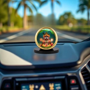 Car Desk/Table Top Lord Jagannath Metal Golden Photo Stand 2x2 Inches, Compact & Stylish Spiritual Display for Car, Home & Office (Pack of 1) (F18753)