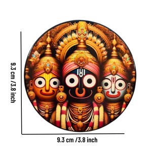 Stainless Steel Round Jagannath Balabhadra Subhadra Fridge Magnet | Devotional & Decorative Refrigerator Magnet for Home & Office | Pack of 6