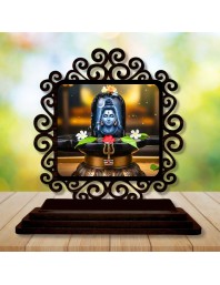 Car Desk/Table Top Lord Shiva Wooden Showpiece 3x4 Inches, Compact & Stylish Spiritual Display for Car, Home & Office (Pack of 1) (F19961)