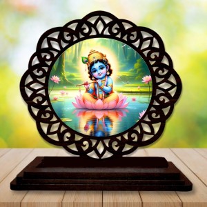 Car Desk/Table Top Lord Krishna Wooden Showpiece 3x4 Inches, Compact & Stylish Spiritual Display for Car, Home & Office (Pack of 1) (F19739) Car Desk/Table Top Lord Krishna Wooden Showpiece 3x4 Inches, Compact & Stylish Spiritual Display for Car, Home & Office (Pack of 1) (F19739)