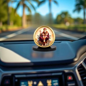 Car Desk/Table Top Lord Saibaba Metal Golden Photo Stand 2x2 Inches, Compact & Stylish Spiritual Display for Car, Home & Office (Pack of 1) (F18761) Car Desk/Table Top Lord Saibaba Metal Golden Photo Stand 2x2 Inches, Compact & Stylish Spiritual Display for Car, Home & Office (Pack of 1) (F18761)