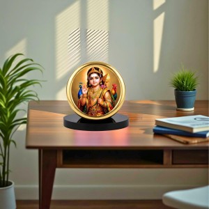 Car Desk/Table Top Lord Murugan Metal Golden Photo Stand 2x2 Inches, Compact & Stylish Spiritual Display for Car, Home & Office (Pack of 1) (F18817)