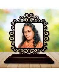 Car Desk/Table Top Paramahamsa Yogananada Wooden Showpiece 3x4 Inches, Compact & Stylish Spiritual Display for Car, Home & Office (Pack of 1) (F19900)