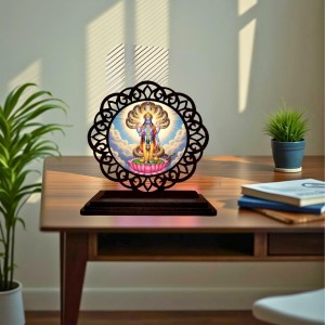 Car Desk/Table Top Lord Vishnu Wooden Showpiece 3x4 Inches, Compact & Stylish Spiritual Display for Car, Home & Office (Pack of 1) (F19696) Car Desk/Table Top Lord Vishnu Wooden Showpiece 3x4 Inches, Compact & Stylish Spiritual Display for Car, Home & Office (Pack of 1) (F19696)