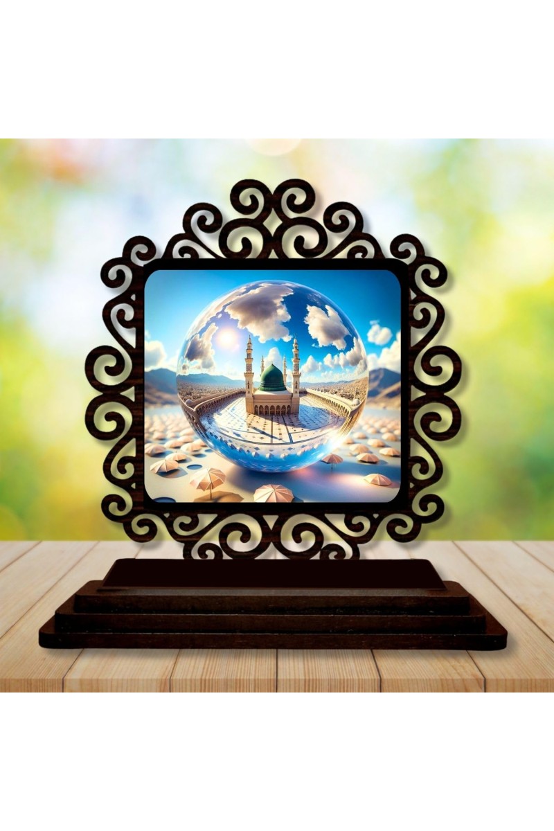 Car Desk/Table Top Muccaa Masidh Wooden Showpiece 3x4 Inches, Compact & Stylish Spiritual Display for Car, Home & Office (Pack of 1) (F19867)