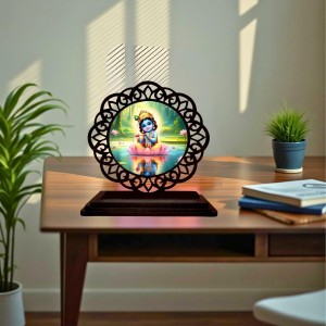 Car Desk/Table Top Lord Krishna Wooden Showpiece 3x4 Inches, Compact & Stylish Spiritual Display for Car, Home & Office (Pack of 1) (F19739) Car Desk/Table Top Lord Krishna Wooden Showpiece 3x4 Inches, Compact & Stylish Spiritual Display for Car, Home & Office (Pack of 1) (F19739)