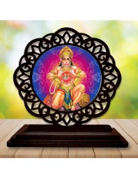 Car Desk/Table Top Lord Hanuman Wooden Showpiece 3x4 Inches, Compact & Stylish Spiritual Display for Car, Home & Office (Pack of 1) (F19606)