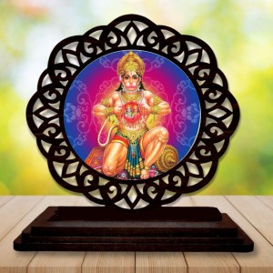 Car Desk/Table Top Lord Hanuman Wooden Showpiece 3x4 Inches, Compact & Stylish Spiritual Display for Car, Home & Office (Pack of 1) (F19606) Car Desk/Table Top Lord Hanuman Wooden Showpiece 3x4 Inches, Compact & Stylish Spiritual Display for Car, Home & Office (Pack of 1) (F19606)