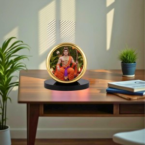 Car Desk/Table Top Lord Rama Metal Golden Photo Stand 2x2 Inches, Compact & Stylish Spiritual Display for Car, Home & Office (Pack of 1) (F18530)