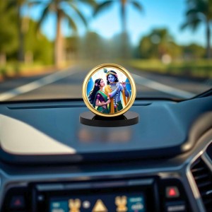 Car Desk/Table Top Lord Krsihna and Radha Metal Golden Photo Stand 2x2 Inches, Compact & Stylish Spiritual Display for Car, Home & Office (Pack of 1) (F18571) Car Desk/Table Top Lord Krsihna and Radha Metal Golden Photo Stand 2x2 Inches, Compact & Stylish Spiritual Display for Car, Home & Office (Pack of 1) (F18571)