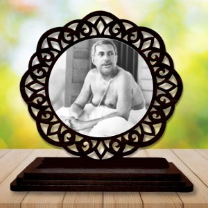 Car Desk/Table Top Sri Sri Thakur Anukul Chandra Wooden Showpiece 3x4 Inches, Compact & Stylish Spiritual Display for Car, Home & Office (Pack of 1) (F19758)