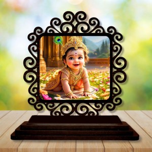 Car Desk/Table Top Little Krishna Wooden Showpiece 3x4 Inches, Compact & Stylish Spiritual Display for Car, Home & Office (Pack of 1) (F20012) Car Desk/Table Top Little Krishna Wooden Showpiece 3x4 Inches, Compact & Stylish Spiritual Display for Car, Home & Office (Pack of 1) (F20012)