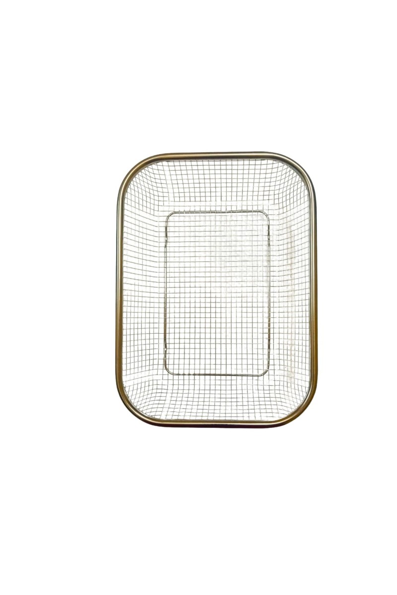 Stainless Steel Wire Mesh Basket for Kitchen & Home Storage | Multipurpose Rectangular Mesh Tray Basket for Fruits, Vegetables, Utensils & Organizer Use | Rust Resistant Metal Storage Basket