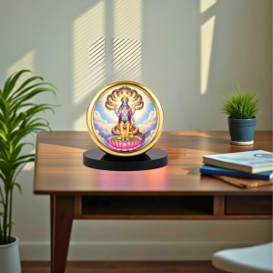 Car Desk/Table Top Lord Vishnu Metal Golden Photo Stand 2x2 Inches, Compact & Stylish Spiritual Display for Car, Home & Office (Pack of 1) (F18878)