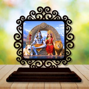 Car Desk/Table Top Lord Shiva and Parvathi Wooden Showpiece 3x4 Inches, Compact & Stylish Spiritual Display for Car, Home & Office (Pack of 1) (F19798) Car Desk/Table Top Lord Shiva and Parvathi Wooden Showpiece 3x4 Inches, Compact & Stylish Spiritual Display for Car, Home & Office (Pack of 1) (F19798)