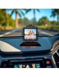 Car Desk/Table Top Lord Saraswathi Wooden Showpiece 3x4 Inches, Compact & Stylish Spiritual Display for Car, Home & Office (Pack of 1) (F19979)