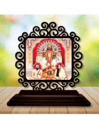 Car Desk/Table Top Kali Maa and Ramakrishna Paramahamsa and Sarada Devi Wooden Showpiece 3x4 Inches, Compact & Stylish Spiritual Display for Car, Home & Office (Pack of 1) (F19901)
