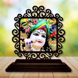 Car Desk/Table Top Lord Krishna Wooden Showpiece 3x4 Inches, Compact & Stylish Spiritual Display for Car, Home & Office (Pack of 1) (F20055) Car Desk/Table Top Lord Krishna Wooden Showpiece 3x4 Inches, Compact & Stylish Spiritual Display for Car, Home & Office (Pack of 1) (F20055)