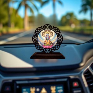 Car Desk/Table Top Lord Vishnu Wooden Showpiece 3x4 Inches, Compact & Stylish Spiritual Display for Car, Home & Office (Pack of 1) (F19696) Car Desk/Table Top Lord Vishnu Wooden Showpiece 3x4 Inches, Compact & Stylish Spiritual Display for Car, Home & Office (Pack of 1) (F19696)