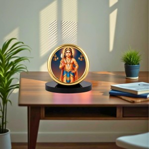 Car Desk/Table Top Lord Karthikeya Metal Golden Photo Stand 2x2 Inches, Compact & Stylish Spiritual Display for Car, Home & Office (Pack of 1) (F18793)