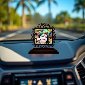Car Desk/Table Top Lord Krishna Wooden Showpiece 3x4 Inches, Compact & Stylish Spiritual Display for Car, Home & Office (Pack of 1) (F20055) Car Desk/Table Top Lord Krishna Wooden Showpiece 3x4 Inches, Compact & Stylish Spiritual Display for Car, Home & Office (Pack of 1) (F20055)