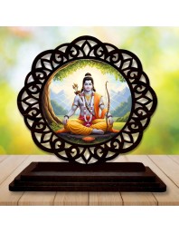 Car Desk/Table Top Lord Rama Wooden Showpiece 3x4 Inches, Compact & Stylish Spiritual Display for Car, Home & Office (Pack of 1) (F19695)