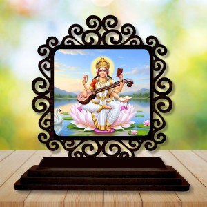 Car Desk/Table Top Lord Saraswathi Wooden Showpiece 3x4 Inches, Compact & Stylish Spiritual Display for Car, Home & Office (Pack of 1) (F19979) Car Desk/Table Top Lord Saraswathi Wooden Showpiece 3x4 Inches, Compact & Stylish Spiritual Display for Car, Home & Office (Pack of 1) (F19979)