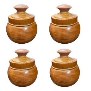 Handcrafted Wooden Jar with Lid | Multipurpose Storage Container for Kitchen, Sugar, salt,dry fruits & Home DÃ©coration (Pack of 4)