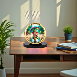 Car Desk/Table Top Little Ganesha Metal Golden Photo Stand 2x2 Inches, Compact & Stylish Spiritual Display for Car, Home & Office (Pack of 1) (F18841)