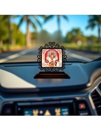 Car Desk/Table Top Kali Maa and Ramakrishna Paramahamsa and Sarada Devi Wooden Showpiece 3x4 Inches, Compact & Stylish Spiritual Display for Car, Home & Office (Pack of 1) (F19901)