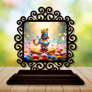 Car Desk/Table Top Lord Krishna Wooden Showpiece 3x4 Inches, Compact & Stylish Spiritual Display for Car, Home & Office (Pack of 1) (F19792) Car Desk/Table Top Lord Krishna Wooden Showpiece 3x4 Inches, Compact & Stylish Spiritual Display for Car, Home & Office (Pack of 1) (F19792)