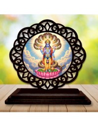 Car Desk/Table Top Lord Vishnu Wooden Showpiece 3x4 Inches, Compact & Stylish Spiritual Display for Car, Home & Office (Pack of 1) (F19696)