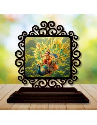 Car Desk/Table Top Lord Karthikeya Wooden Showpiece 3x4 Inches, Compact & Stylish Spiritual Display for Car, Home & Office (Pack of 1) (F20066)