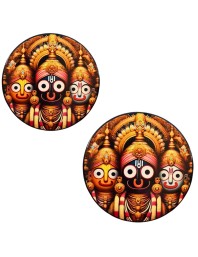 Stainless Steel Round Jagannath Balabhadra Subhadra Fridge Magnet | Devotional & Decorative Refrigerator Magnet for Home & Office | Pack of 6