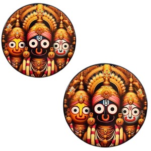 Stainless Steel Round Jagannath Balabhadra Subhadra Fridge Magnet | Devotional & Decorative Refrigerator Magnet for Home & Office | Pack of 6