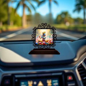 Car Desk/Table Top Lord Krishna Wooden Showpiece 3x4 Inches, Compact & Stylish Spiritual Display for Car, Home & Office (Pack of 1) (F19792) Car Desk/Table Top Lord Krishna Wooden Showpiece 3x4 Inches, Compact & Stylish Spiritual Display for Car, Home & Office (Pack of 1) (F19792)
