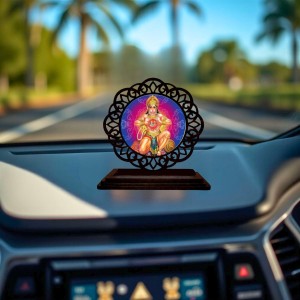 Car Desk/Table Top Lord Hanuman Wooden Showpiece 3x4 Inches, Compact & Stylish Spiritual Display for Car, Home & Office (Pack of 1) (F19606) Car Desk/Table Top Lord Hanuman Wooden Showpiece 3x4 Inches, Compact & Stylish Spiritual Display for Car, Home & Office (Pack of 1) (F19606)
