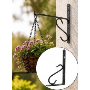 Heavy Duty Wall Mount Plant Hanger Hooks (Pack of 2) | Metal Hanging Basket Brackets for Flower Pots, Lanterns, Bird Feeders & Outdoor Garden DÃ©cor