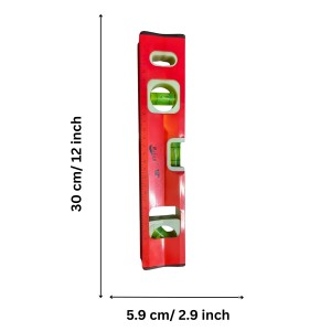 12 Inch Spirit Level Tool with 3 Bubble Vials & Built-in Measuring Scale | Heavy Duty Magnetic Level for Horizontal, Vertical & 45&deg; Angle Measurement | Ideal for Construction, Carpentry & DIY Projects