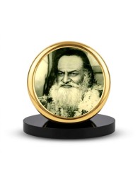 Car Dashboard/Table Top Swami Brahmananda Saraswati Metal Golden Photo Stand 2x2 Inches, Compact & Stylish Spiritual Display For Car, Home & Office (Pack Of 1) (F24593)