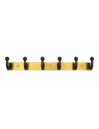 6-Hook Wall Mounted Coat Rack, Heavy Duty Metal Towel & Clothes Hanger with 3 Mounting Screws Included, Multipurpose Wall Hook for Entryway, Bathroom, Bedroom, Kitchen, Office â€“ Black & Gold