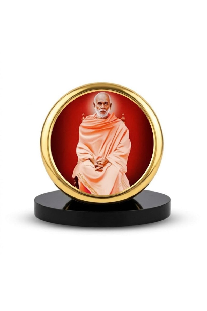 Car Dashboard/Table Top Sree Narayana Guru Metal Golden Photo Stand 2x2 Inches, Compact & Stylish Spiritual Display For Car, Home & Office (Pack Of 1) (F24560)