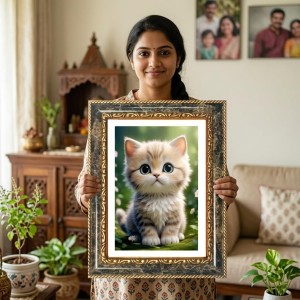 Gio In The Garden Decorative Photo Frame With White Mount | Premium Wall & Tabletop Picture Frame | Home, Office & Temple Decoration | 12x16 Inch (Pack Of 1) (F32547)